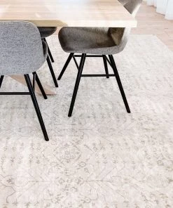 Miss Amara Wilamina Grey And Ivory Distressed Floral Rug