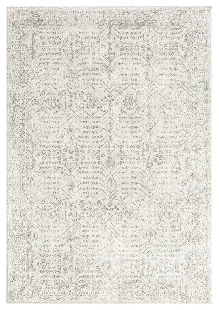 Miss Amara Wilamina Grey And Ivory Distressed Floral Rug