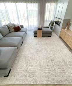 Miss Amara Wilamina Grey And Ivory Distressed Floral Rug