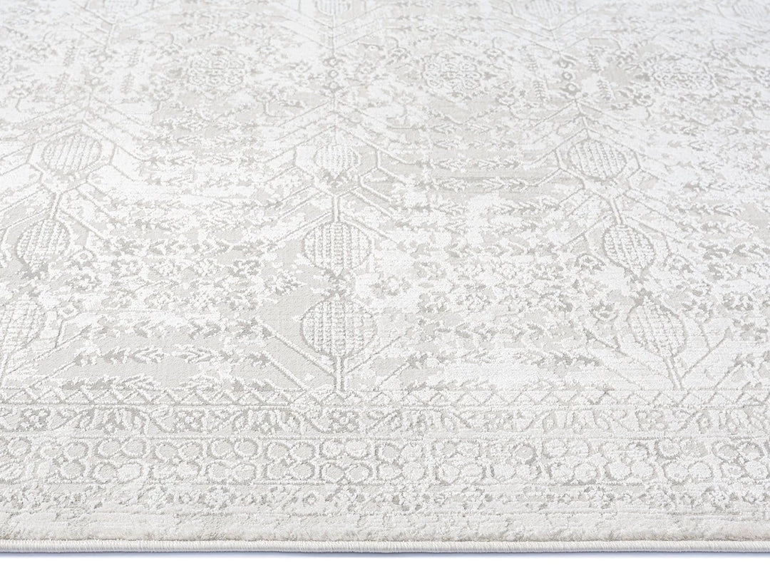 Miss Amara Wilamina Grey And Ivory Distressed Floral Rug