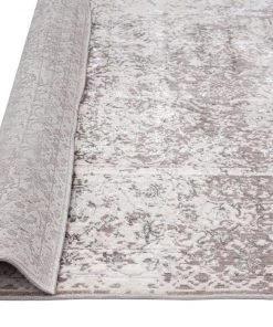 Miss Amara Winona Cream Brown And Silver Grey Traditional Floral Runner Rug