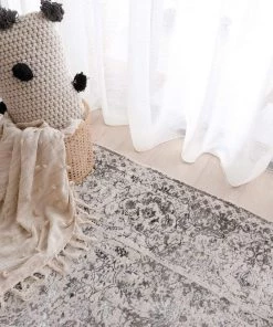 Miss Amara Winona Cream Brown And Silver Grey Traditional Floral Rug All Rugs