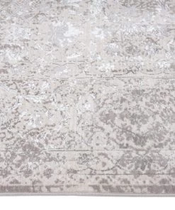 Miss Amara Winona Cream Brown And Silver Grey Traditional Floral Runner Rug