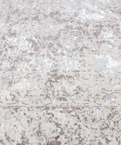 Miss Amara Winona Cream Brown And Silver Grey Traditional Floral Runner Rug