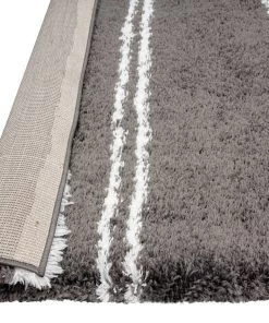 Miss Amara All Rugs Yara Charcoal Grey And Ivory Shag Indoor Mat