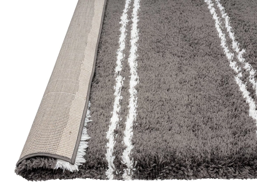 Miss Amara All Rugs Yara Charcoal Grey And Ivory Shag Indoor Mat