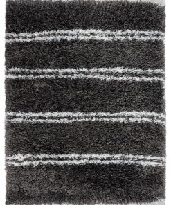 Miss Amara All Rugs Yara Charcoal Grey And Ivory Shag Indoor Mat