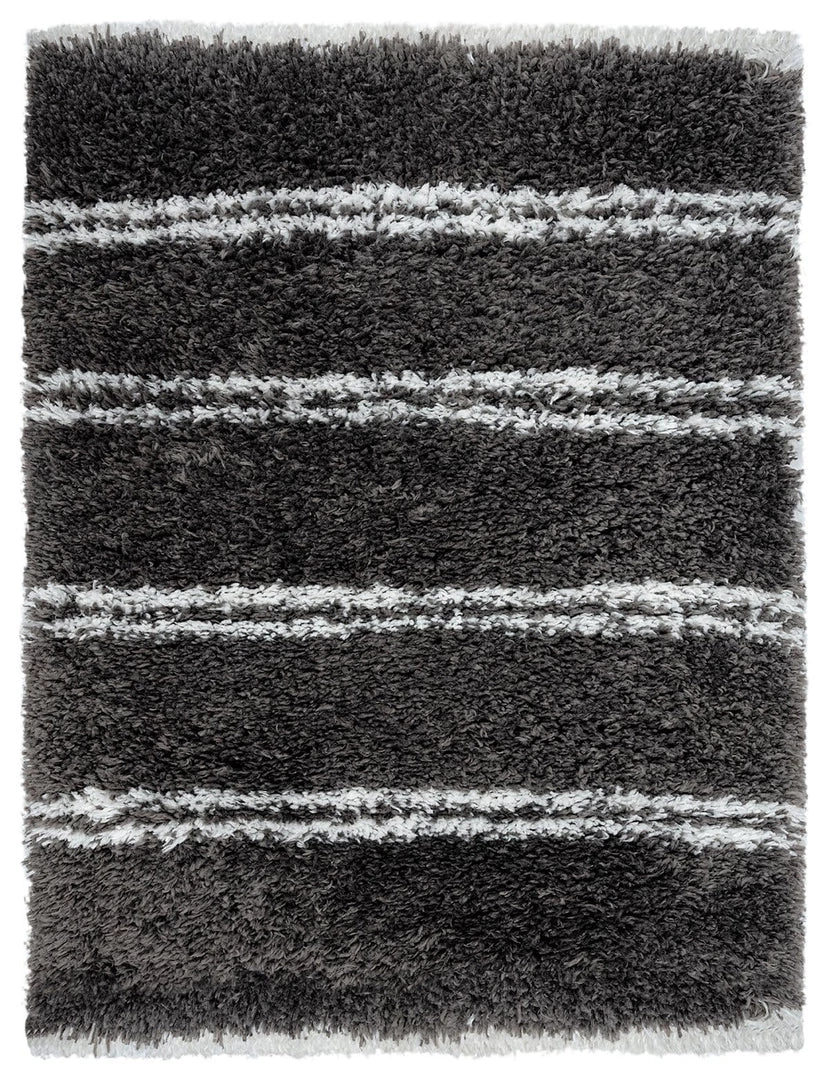 Miss Amara All Rugs Yara Charcoal Grey And Ivory Shag Indoor Mat