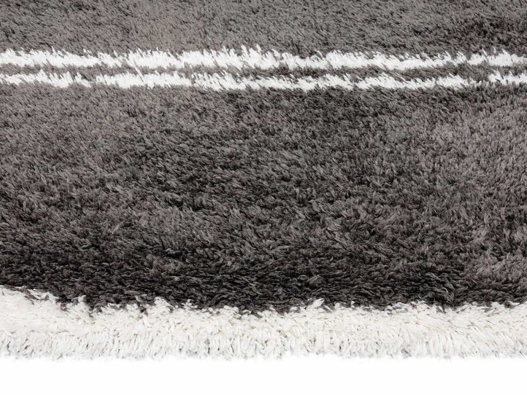 Miss Amara All Rugs Yara Charcoal Grey And Ivory Shag Indoor Mat