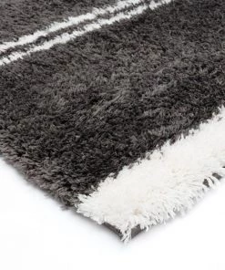 Miss Amara All Rugs Yara Charcoal Grey And Ivory Shag Indoor Mat