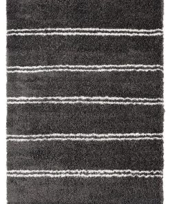 Miss Amara Yara Charcoal Grey And Ivory Shag Rug All Rugs