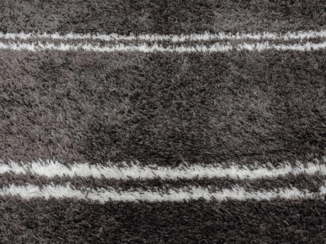 Miss Amara All Rugs Yara Charcoal Grey And Ivory Shag Indoor Mat