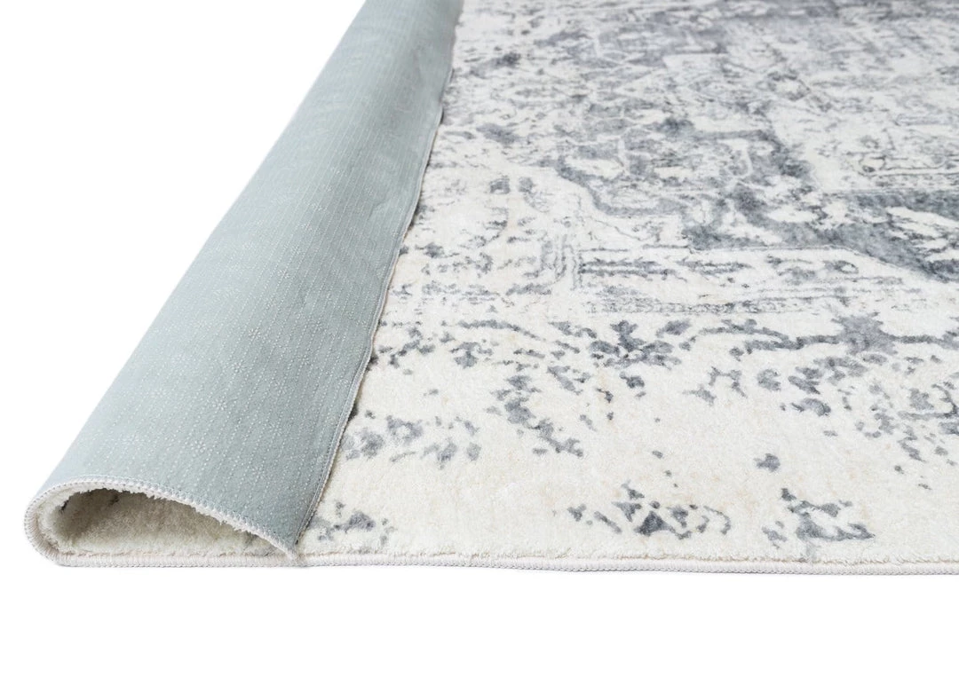 Miss Amara Yelina Cream And Grey Distressed Washable Runner Rug