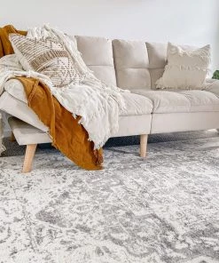 Miss Amara Yelina Cream And Grey Distressed Washable Rug All Rugs