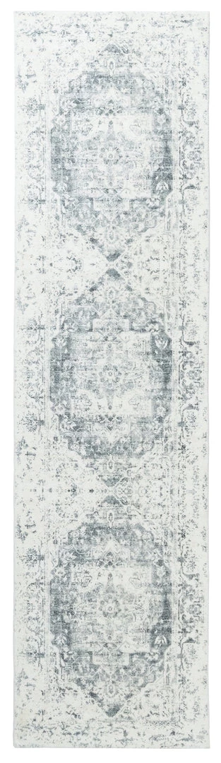 Miss Amara Yelina Cream And Grey Distressed Washable Runner Rug