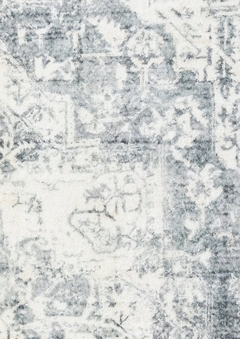 Miss Amara Yelina Cream And Grey Distressed Washable Runner Rug