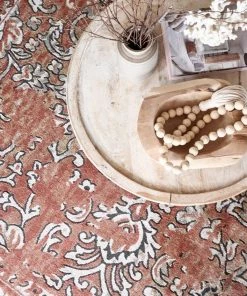 Miss Amara All Rugs Yolanda Peach Terracotta Transitional Floral Motif Rug