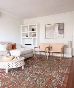 Miss Amara All Rugs Yolanda Peach Terracotta Transitional Floral Motif Rug