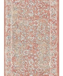 Miss Amara Yolanda Peach Terracotta Transitional Floral Motif Runner Rug All Rugs
