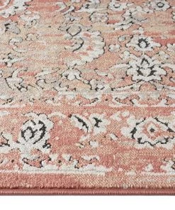 Miss Amara Yolanda Peach Terracotta Transitional Floral Motif Runner Rug All Rugs