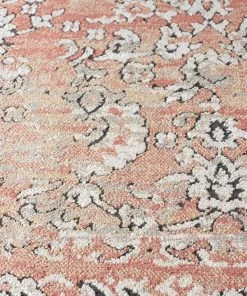 Miss Amara Yolanda Peach Terracotta Transitional Floral Motif Runner Rug All Rugs