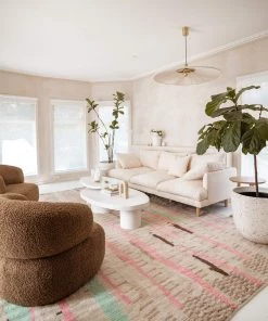 Miss Amara Zahari Pink And Green Abstract Tribal Wool Rug All Rugs