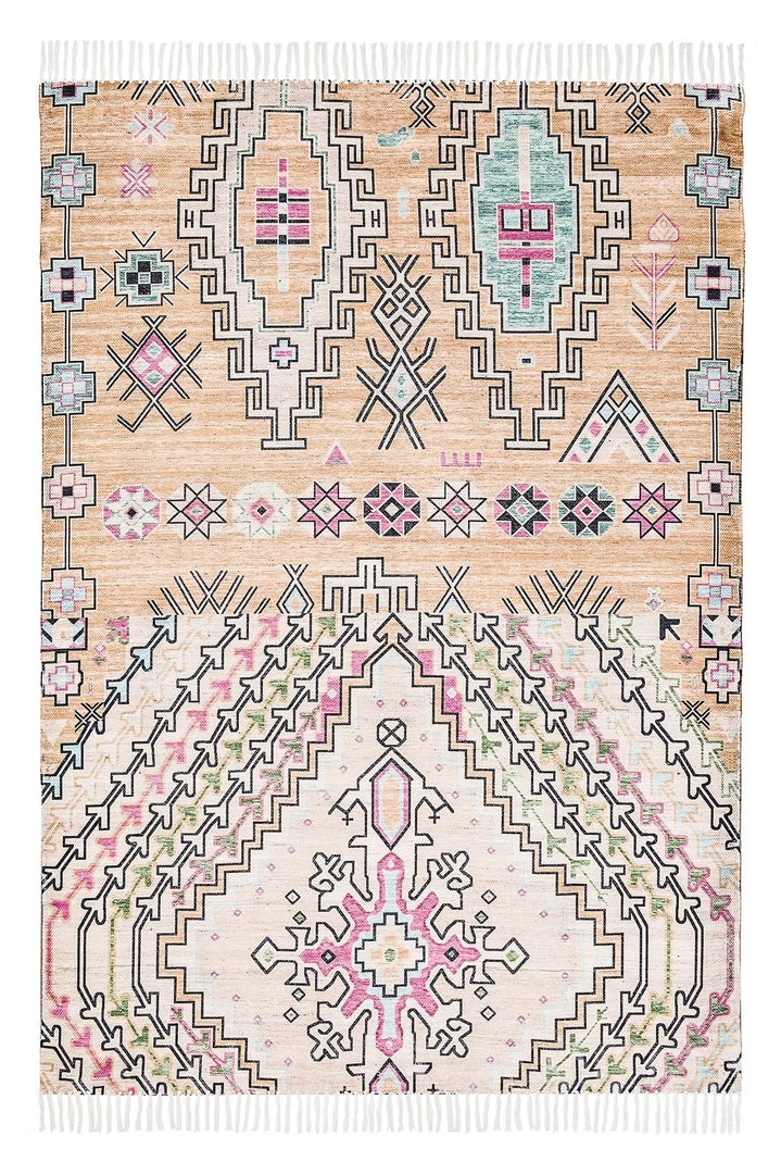 Miss Amara Zelda Cream Multi-Colour Abstract Tribal PET Rug