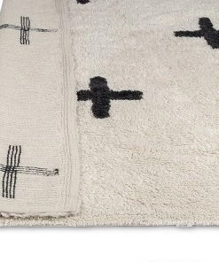 Miss Amara Zelia Black And Ivory Minimal Washable Berber Rug