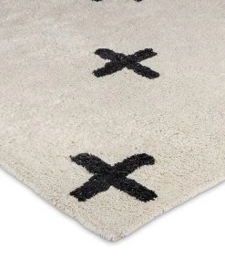 Miss Amara Zelia Black And Ivory Minimal Washable Berber Rug