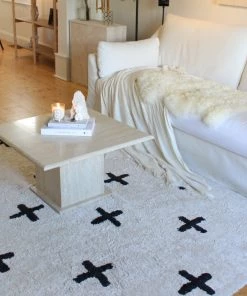 Miss Amara Zelia Black And Ivory Minimal Washable Berber Rug