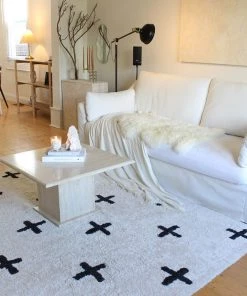 Miss Amara Zelia Black And Ivory Minimal Washable Berber Rug