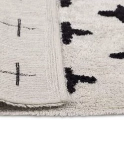 Miss Amara Zelia Black And Ivory Minimal Washable Berber Bath Mat