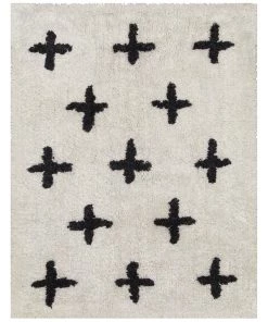 Miss Amara Zelia Black And Ivory Minimal Washable Berber Bath Mat