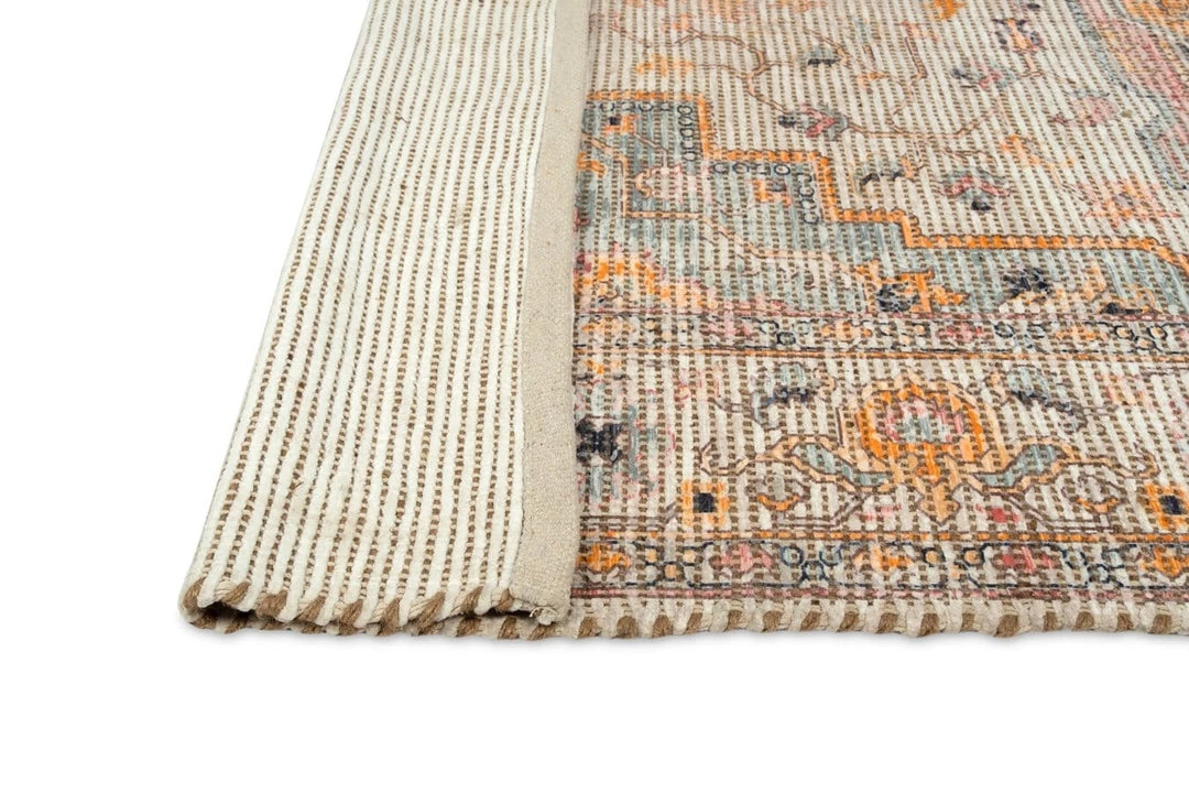 Miss Amara Zola Blue Orange And Yellow Floral Distressed Rug