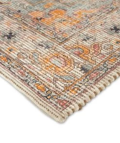 Miss Amara Zola Blue Orange And Yellow Floral Distressed Rug