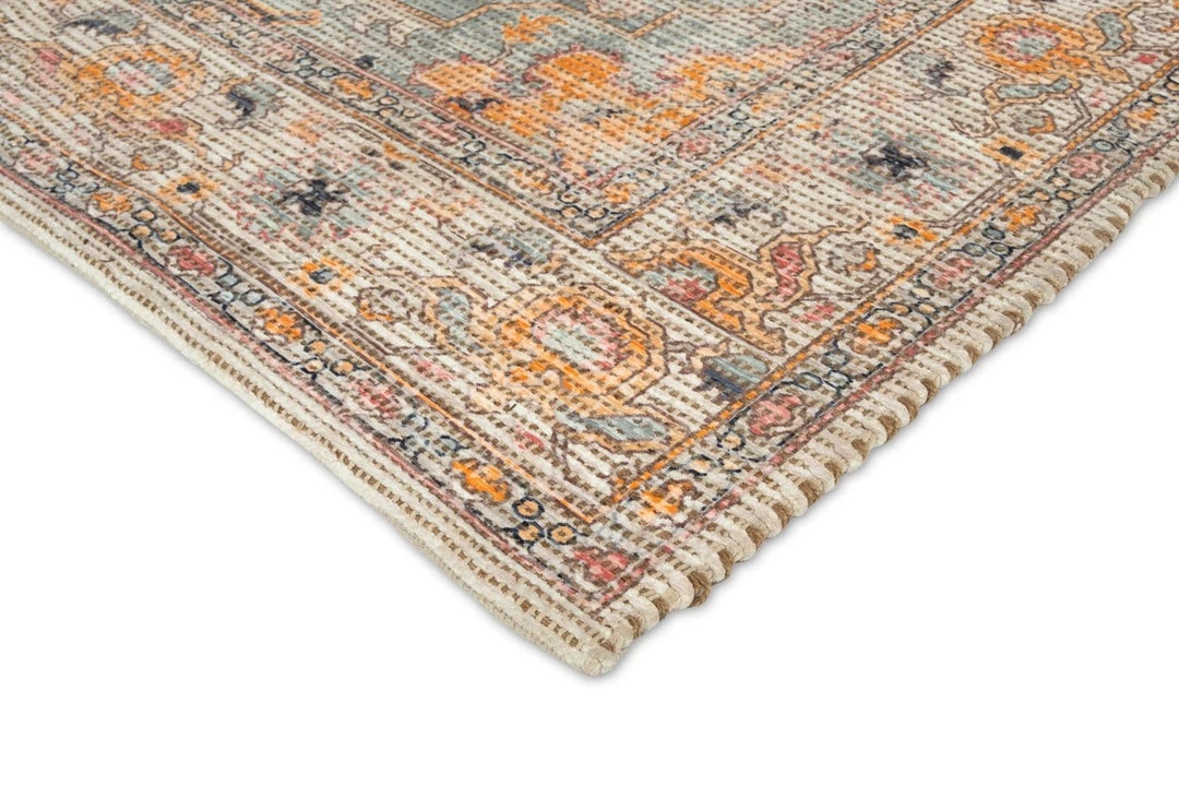 Miss Amara Zola Blue Orange And Yellow Floral Distressed Rug