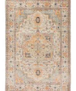 Miss Amara Zola Blue Orange And Yellow Floral Distressed Rug