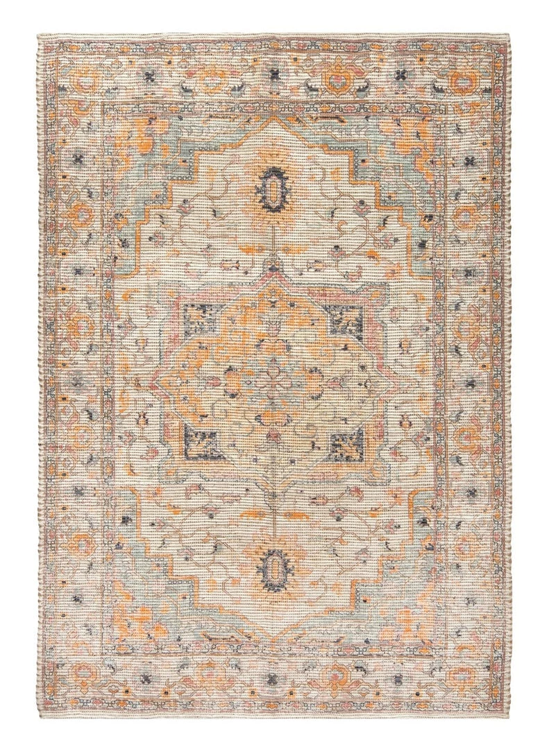 Miss Amara Zola Blue Orange And Yellow Floral Distressed Rug