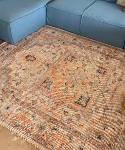 Miss Amara Zola Blue Orange And Yellow Floral Distressed Rug