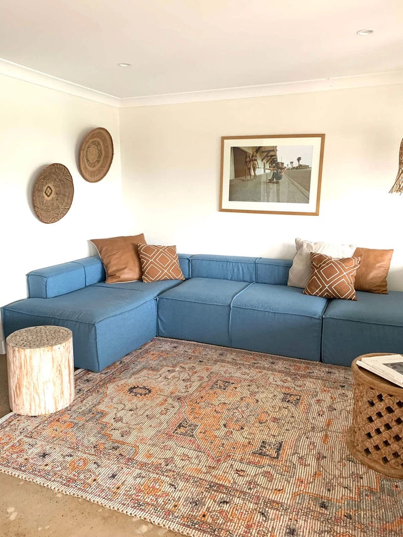 Miss Amara Zola Blue Orange And Yellow Floral Distressed Rug